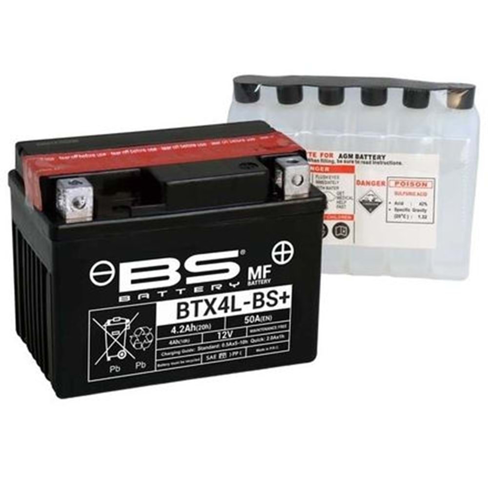 BS BATTERY BTX4L-BS+ BTZ5S-BS Motosiklet Aküsü
