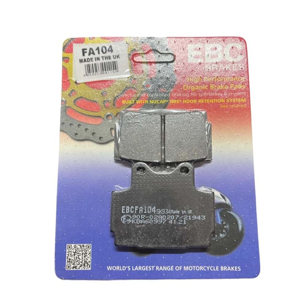 EBC FA104 YAMAHA FZ/FZR400, FZS600 FAZER 98-03, XJ600 92-03 ARKA FREN BALATASI
