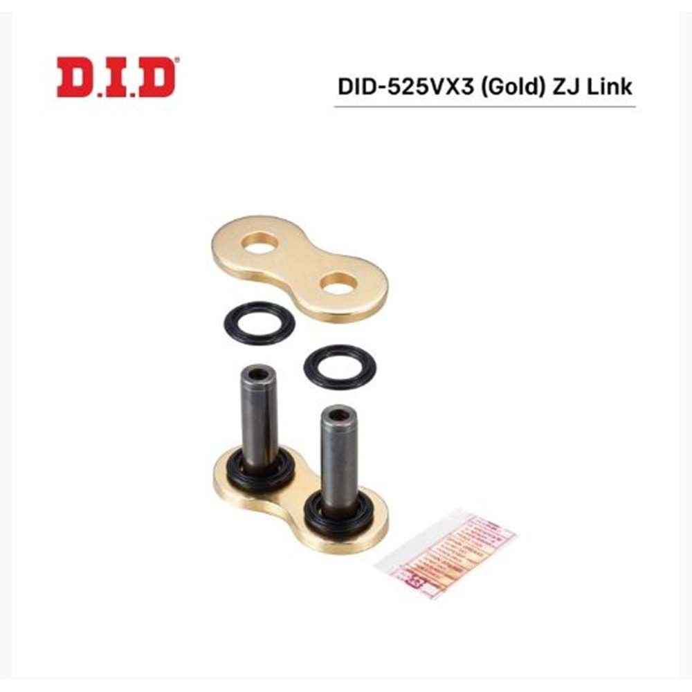 DID 525VX3 (Gold) ZJ ZİNCİR KİLİDİ PERÇİNLİ ORJİNAL