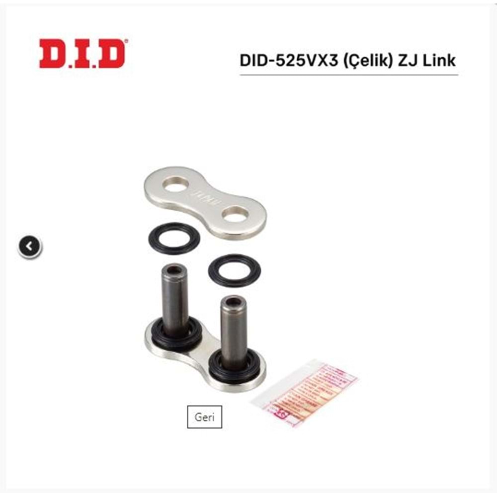 DID 525VX3 ZJ ÇELİK ZİNCİR KİLİDİ ORJİNAL