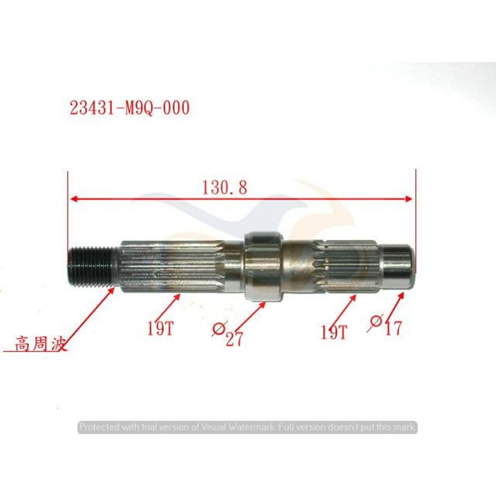 SYM MİO 100 23431-M9Q-000 AKS İLİ TEKERLEK GÖBEK MİLİ