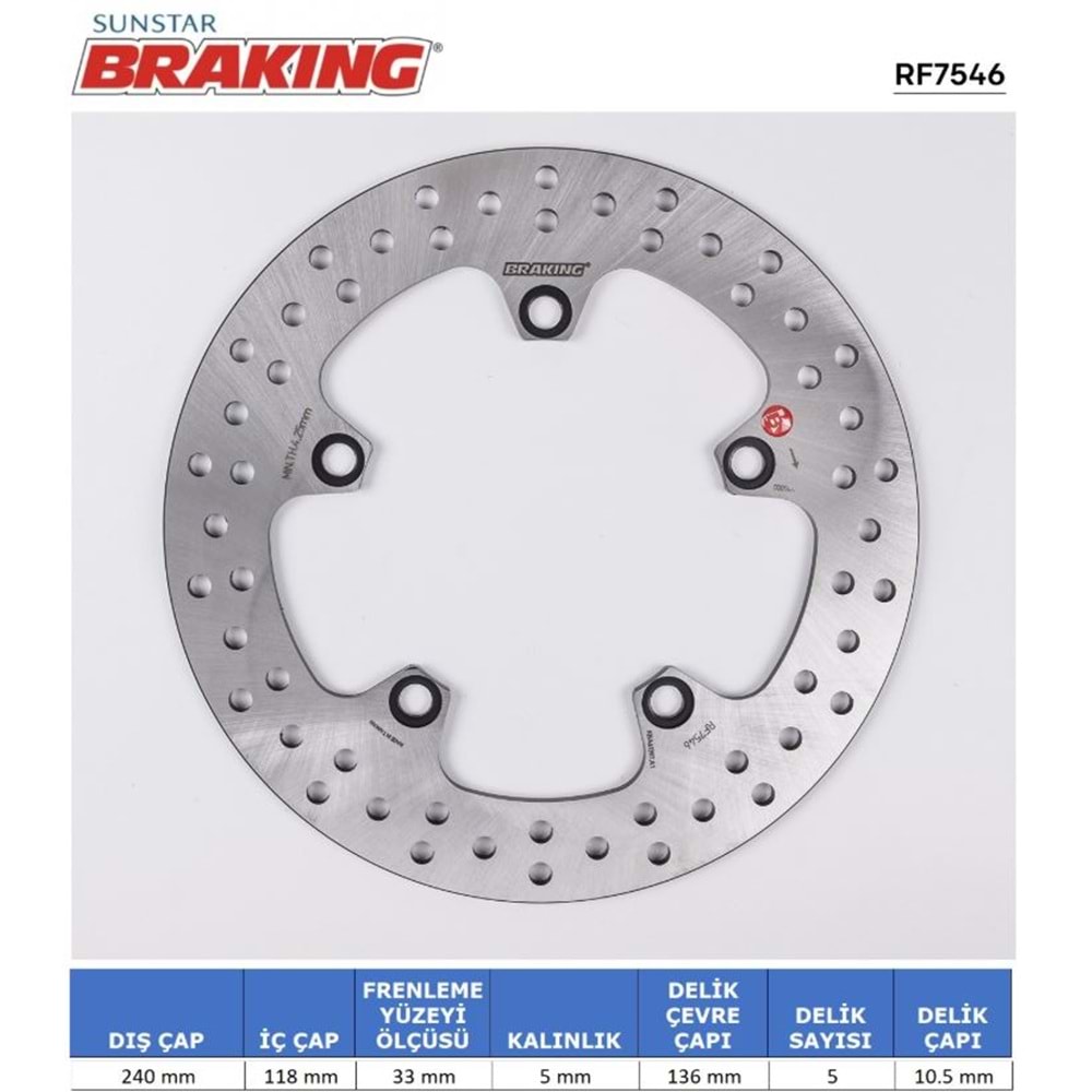 BRAKING HONDA NC 700-750 ARKA FREN DİSKİ RF7546