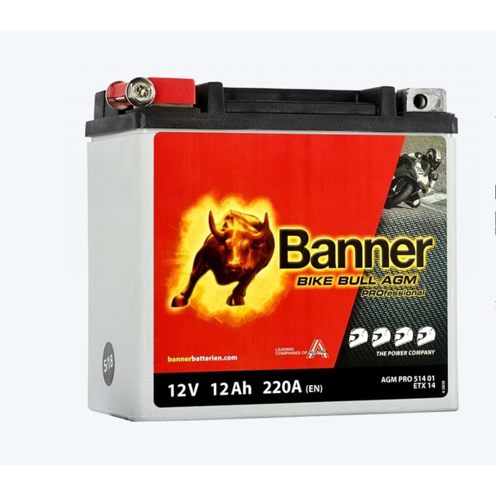 BANNER ETX14L MOTORSİKLET AKÜSÜ 12V 12Ah