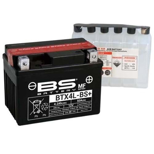BS BATTERY BTX4L-BS+ BTZ5S-BS Motosiklet Aküsü