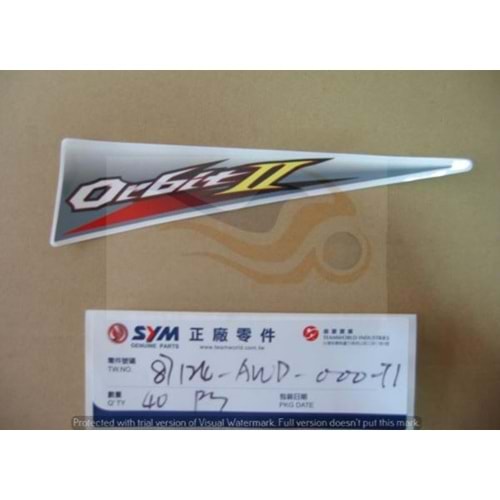 SYM ORBİT 2 125 Sticker Ön - SOL 87124-AWD-000-T1