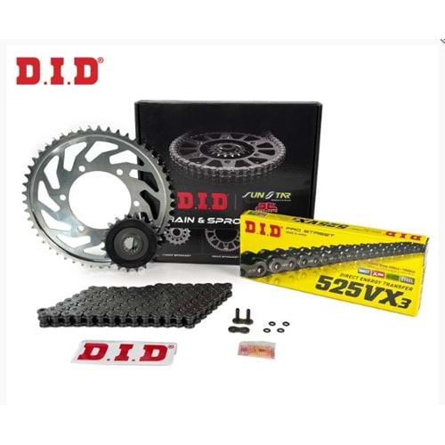 DID ZİNCİR DİŞLİ SETİ YAMAHA MT-07(700CC) (2014-2022) 525VX3(ÇELİK)-108 DİŞLİ:JT(16T)-(43T) JS525VXBB790