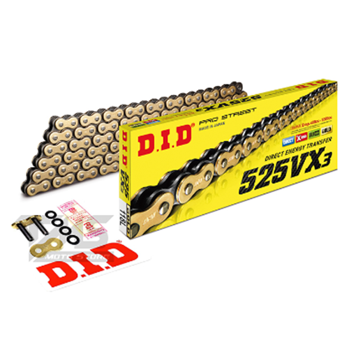 DID-525VX3(GOLD)-118 GOLD ZİNCİR (X-RİNG)(UYUMLULUK İÇİN AÇIKLAMAKISMINA BAKINIZ)