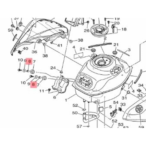 YAMAHA R25 MT25 XJ6 FZ6 R1 YAKIT DEPOSU BURCU 90387-06299