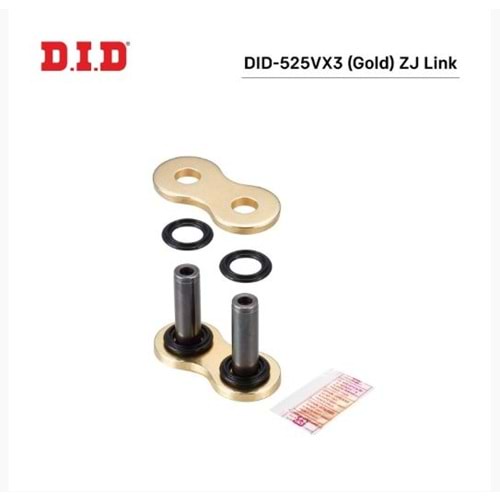 DID 525VX3 (Gold) ZJ ZİNCİR KİLİDİ PERÇİNLİ ORJİNAL