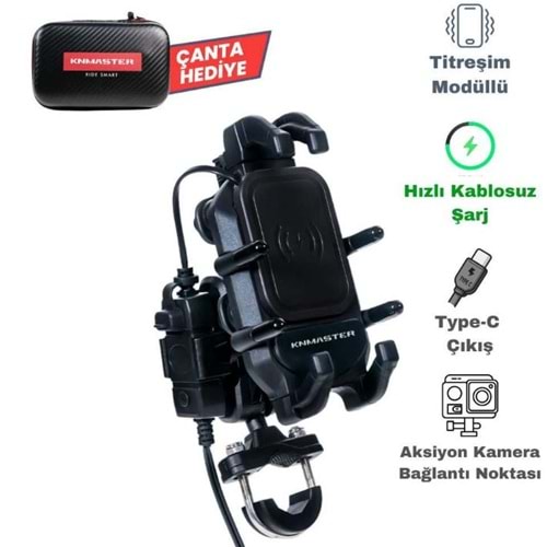 KNMASTER TT-860WU Kablosuz Şarjlı Tüm Motosikletlere Uyumlu Telefon Tutucu TT860WU