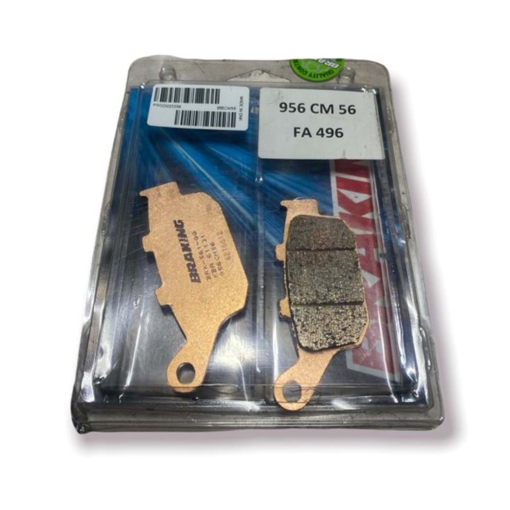 HONDA CBR 500R ARKA FREN BALATASI SİNTERLİ (14/18) BRAKING 956CM56