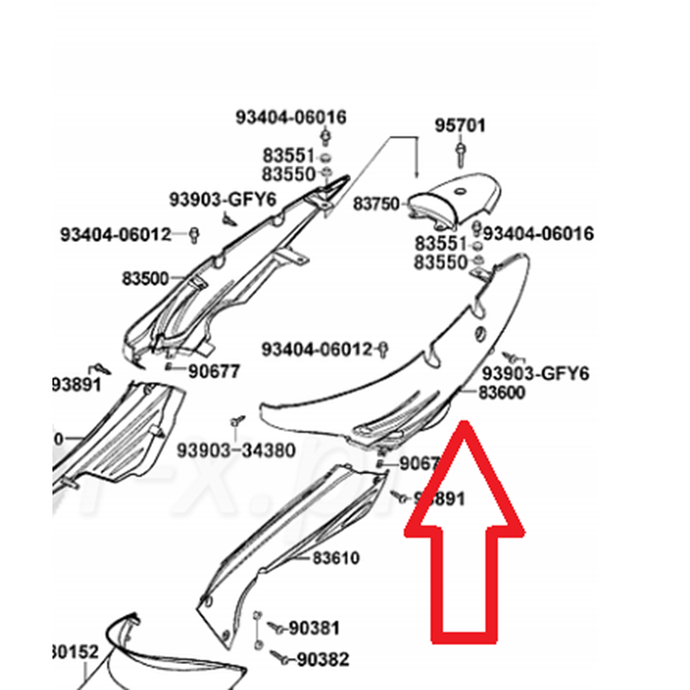 KYMCO ACTİV 110 SOL ARKA KUYRUK SOL MARŞBİYEL GRİ 83600-LBA8-3050-NH045