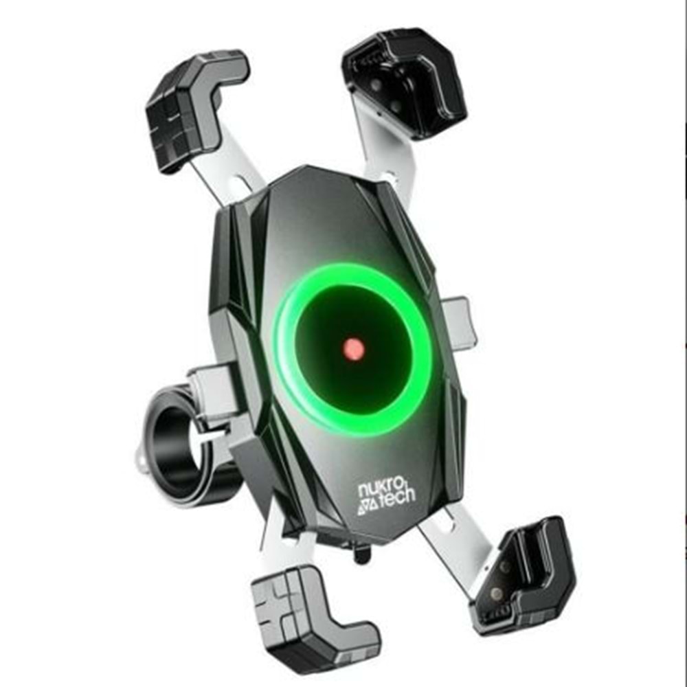 Nukrotech M22 PLUS Wireless Şarjlı ve TYPE C Motosiklet Telefon Tutucu