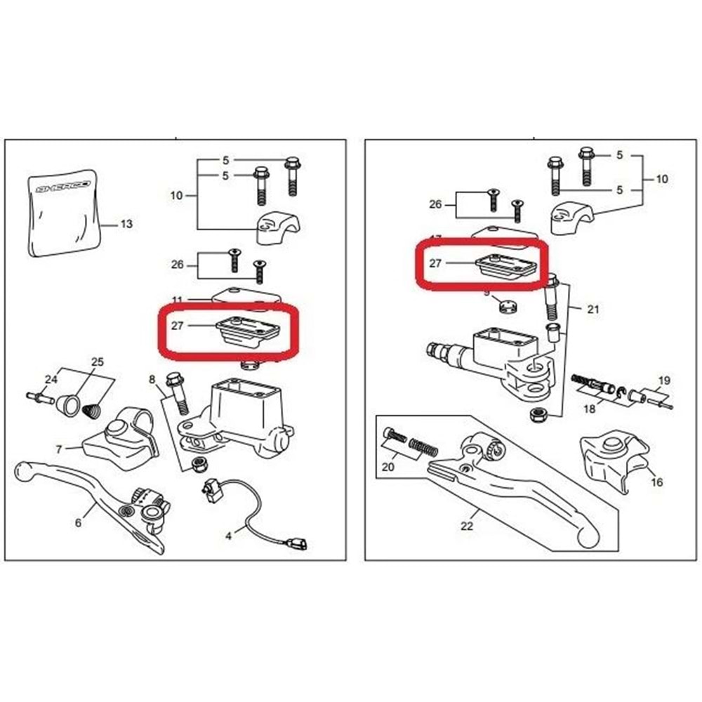 5706 SHERCO BREMBO DEBRİYAJ/ÖN FREN ÜST MERKEZ VAKUM LASTİĞİ 2T/4T (1AD)
