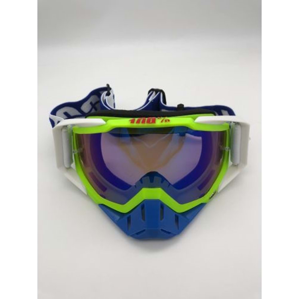 %100 RACECRAFT REPLİKA YEŞİL BEYAZ GOGGLE CROSS GÖZLÜK