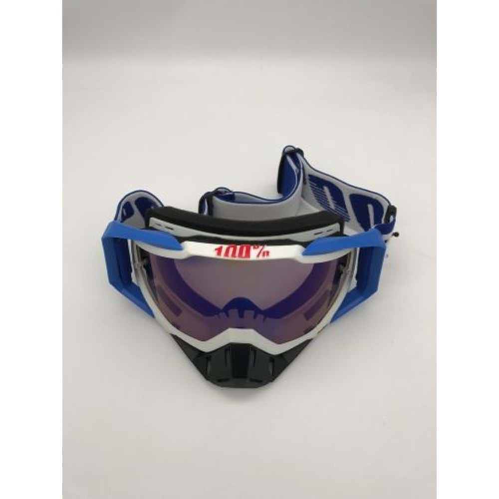 %100 RACECRAFT REPLİKA MAVİ BEYAZ GOGGLE