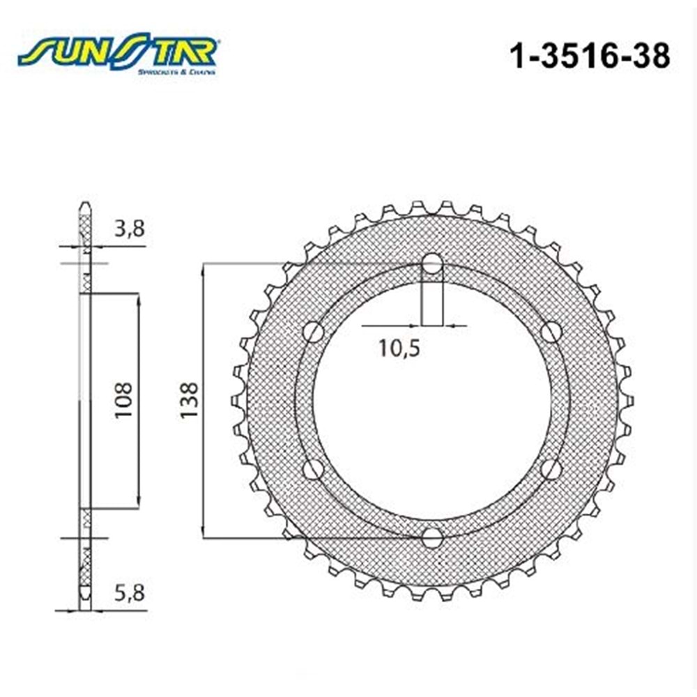 SUNSTAR 1-3516-38 ARKA DİŞLİ
