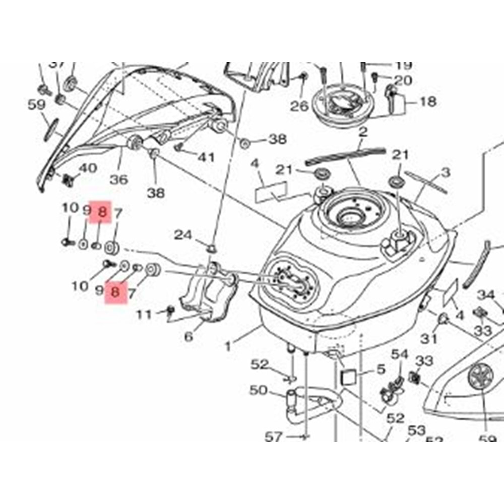 YAMAHA R25 MT25 XJ6 FZ6 R1 YAKIT DEPOSU BURCU 90387-06299