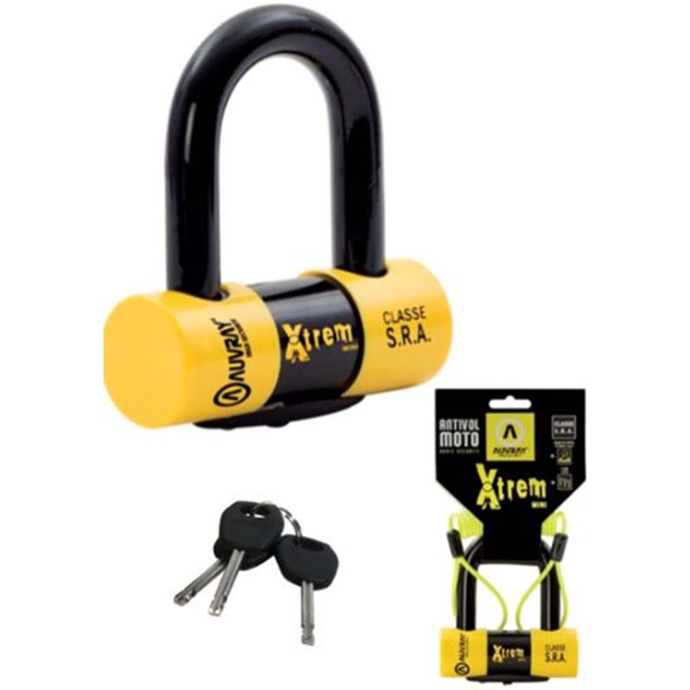 AUVRAY XTREM MINI U DİSK KİLİDİ 52X65mm+HATIRLATMA KABLOSU