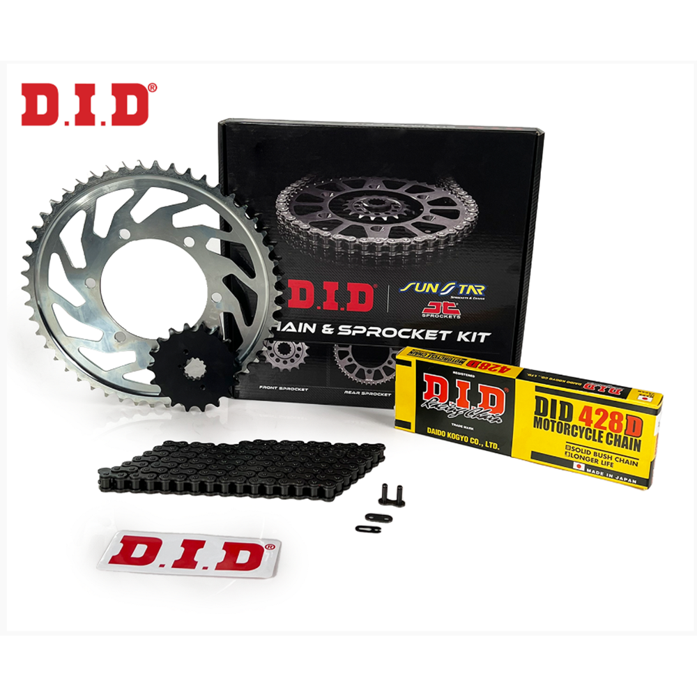 ZİNCİR DİŞLİ SETİ YAMAHA YBR (125CC) 2007-2014 DID 428D ÇELİK ZİNCİR SUNSTAR ÖN DİŞLİ- JT ARKA DİŞLİ