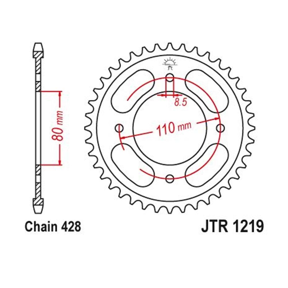 JT ARKA DİŞLİ 41T JTR1219-41 HONDA CB 125 F