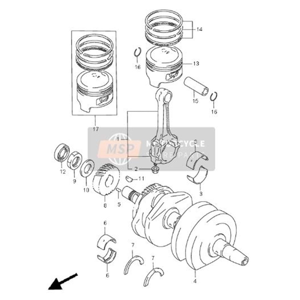SUZUKİ GS 450 GS 500 GSX 400 KRANK KOL YATAĞI YEŞİL (2 adet) 12164-01D01-0A0