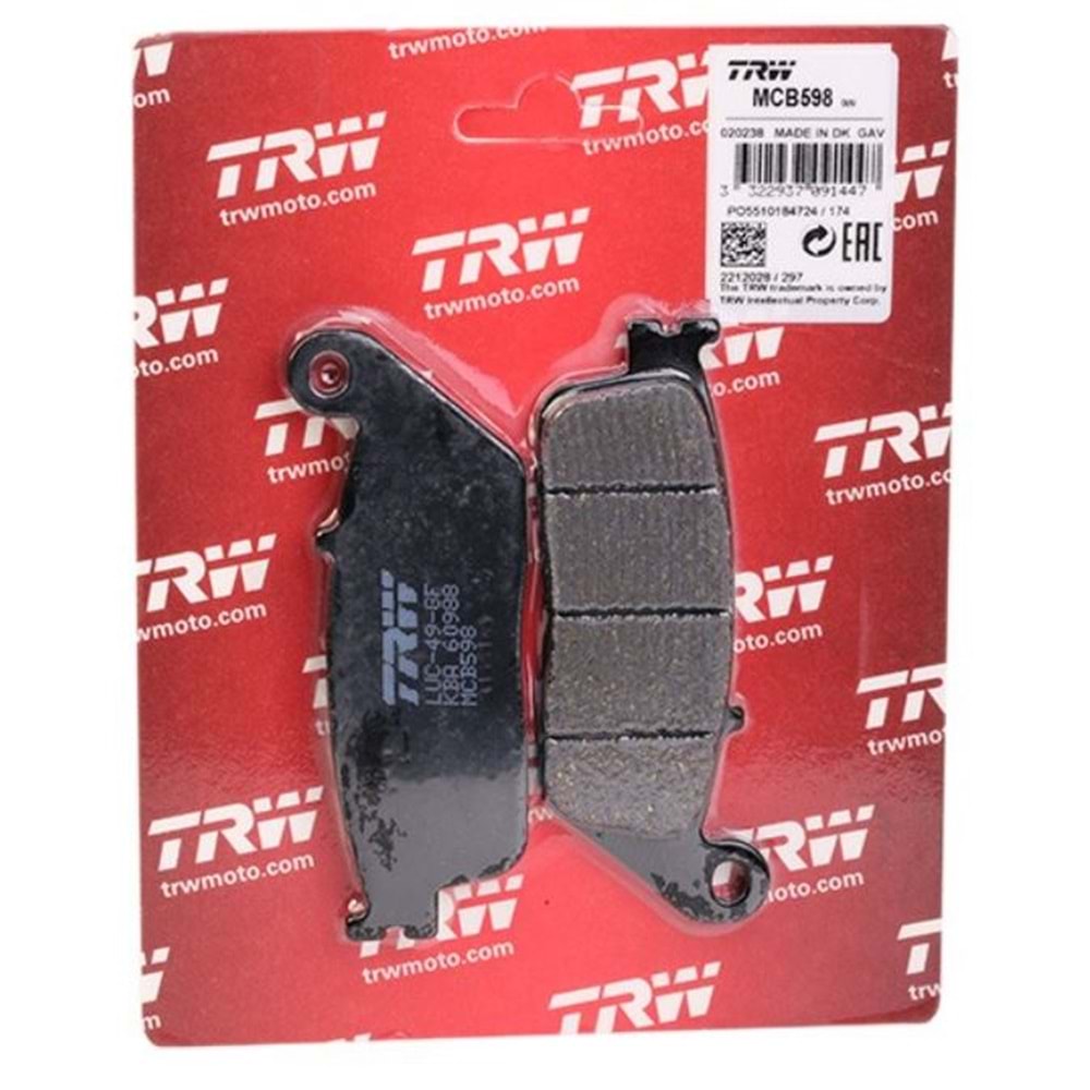 HONDA CB 600 F CBR 600 WR 250 İNAZUMA ÖN FREN BALATASI ORGANİK TRW MCB598