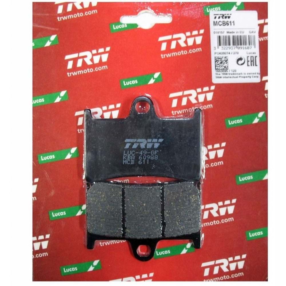 YAMAHA FJR 1300 MT 07 R6 R1 TMAX ÖN FREN BALATASI ORGANİK TRW MCB611