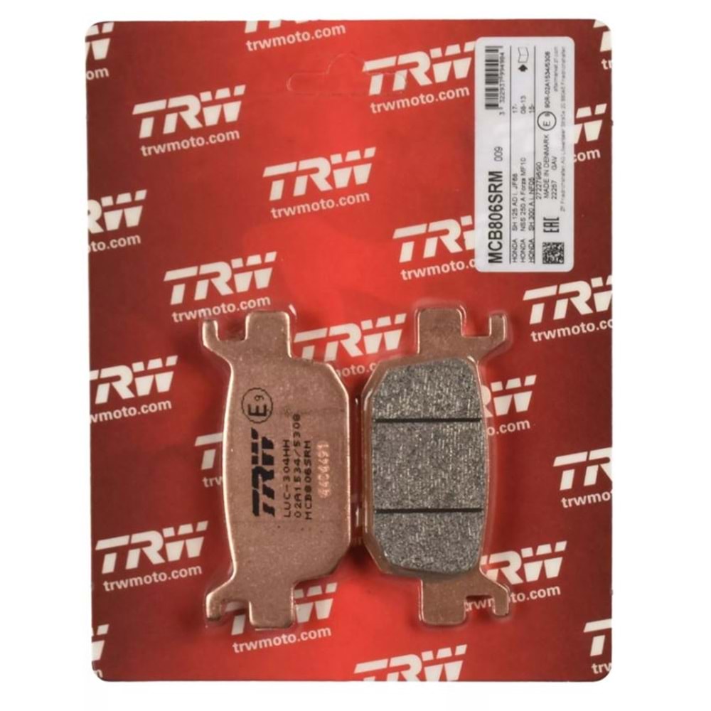 HONDA NSS FORZA 250 ARKA FREN BALATASI TRW SİNTER MCB806SRM