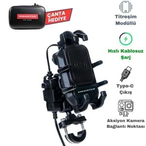 KNMASTER TT-860WU Kablosuz Şarjlı Tüm Motosikletlere Uyumlu Telefon Tutucu TT860WU