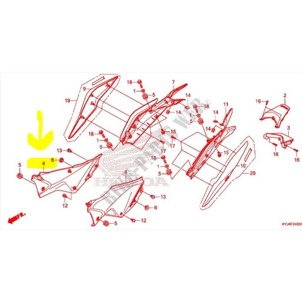 HONDA CBR 250 11-14 SAĞ YAN KAPAK 83510-KYJ-900