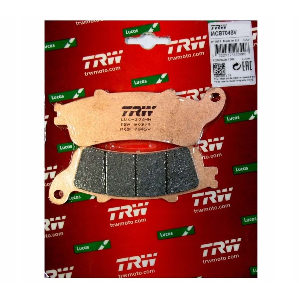 TRW MCB704SV HONDA CBF500 CBR1100XX GL1800 ST1300 PAN EUROPEAN KAWASAKİ VULCAN 650S SİNTERLİ FREN BALATASI