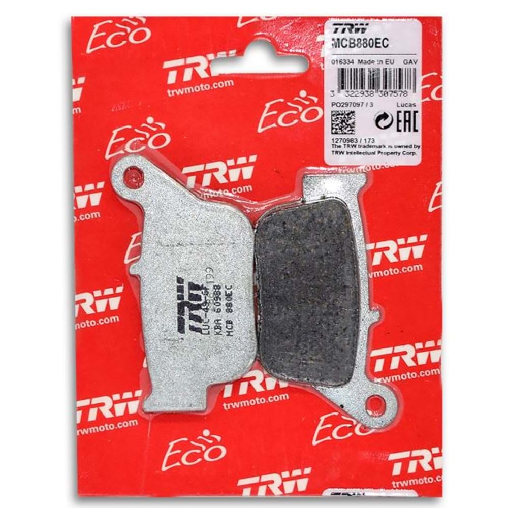 TRW MCB880EC YAMAHA XMAX 250 XMAX 300 ECO ARKA FREN BALATASI